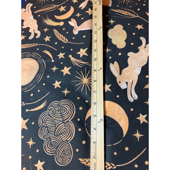 Whimsical Celestial Rabbit Pattern Fabric By Cat Hayward 1 yard x 43 inches - Picture 2 of 7